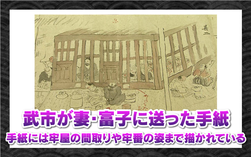  武市が妻・富子に送った手紙　手紙には牢屋の間取りや牢番の姿まで描かれている